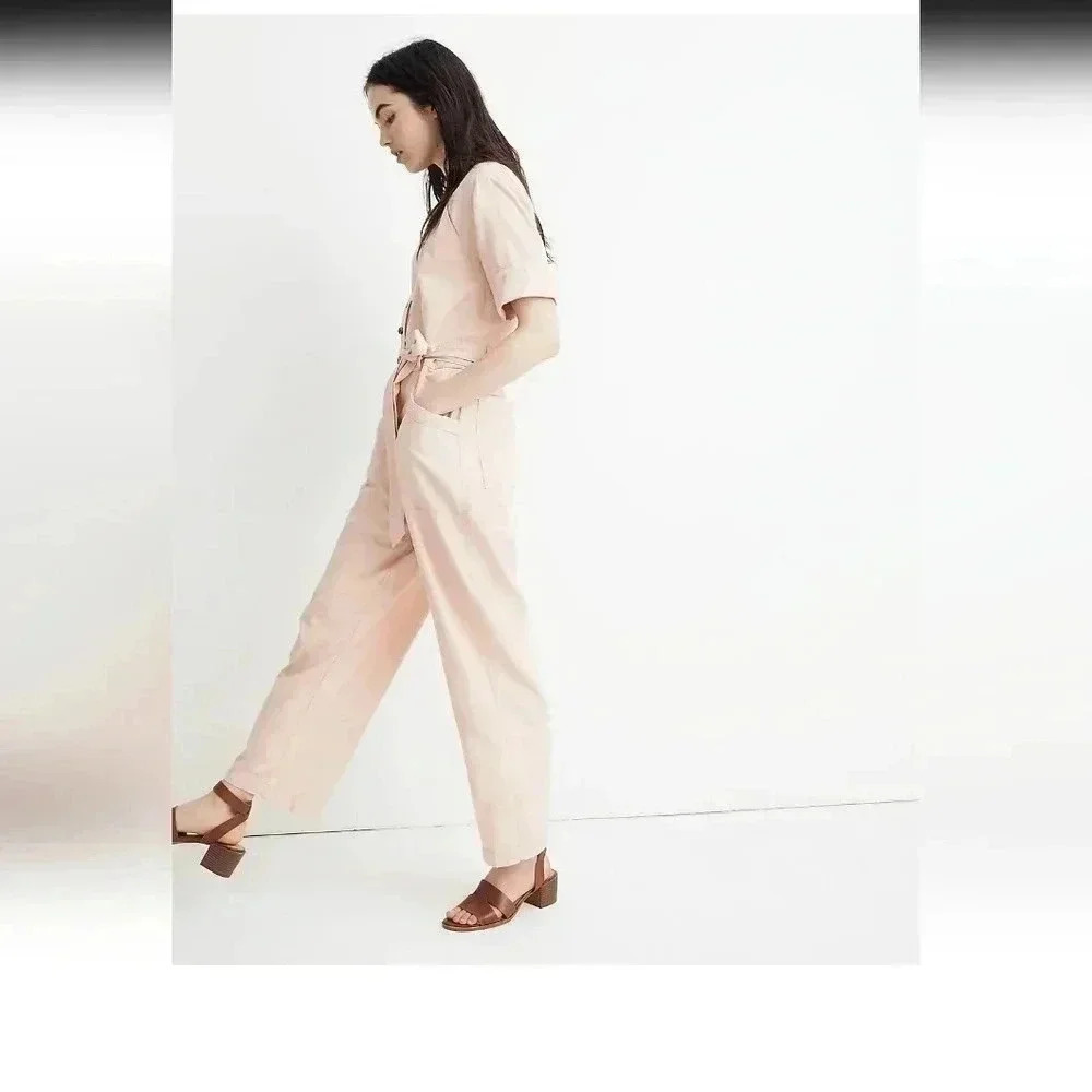 Madewell Top-Stitched Coverall cropped Jumpsuit - Picture 2 of 6